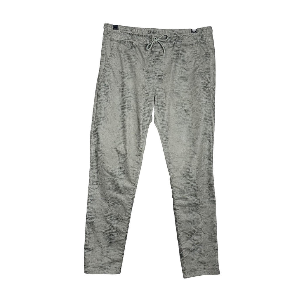Bevy Flog Shely Olive‎ Green Crocodile Print Drawstring Tapered Pants animal 30